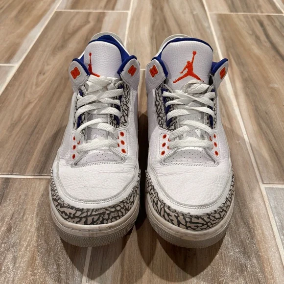 Nike Air Jordan 3 Retro Knicks Mens Size 10.5 136064-148 Sneaker White Orange - Picture 3 of 9